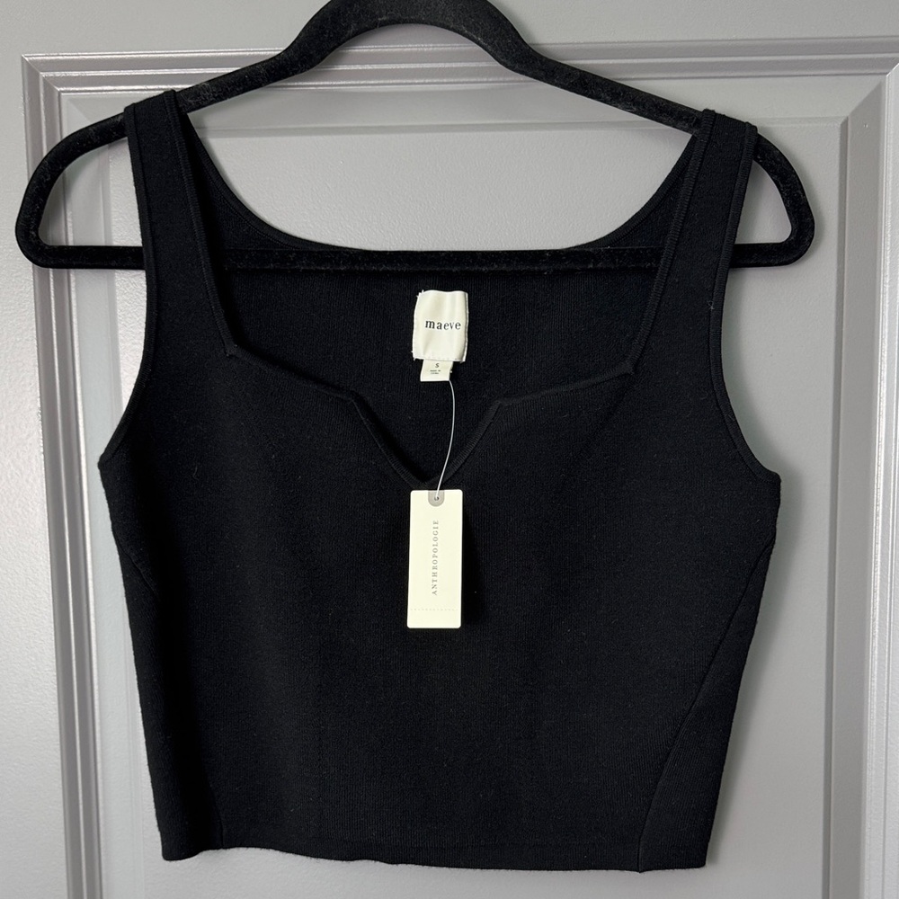 Maeve Black Sleeveless Crop Top